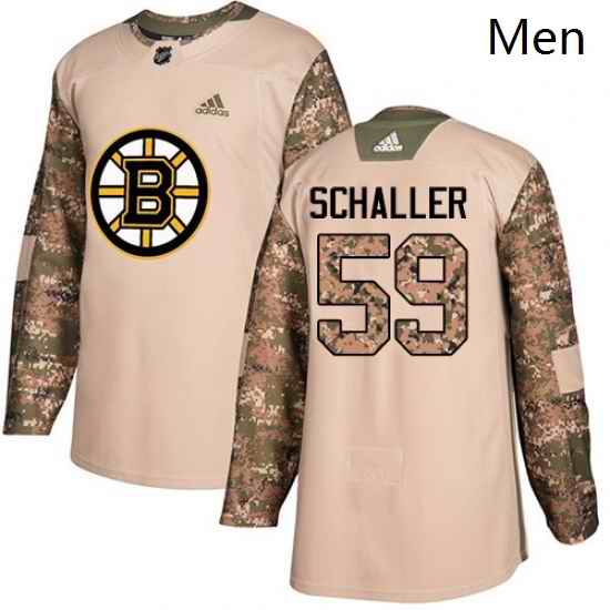 Mens Adidas Boston Bruins 59 Tim Schaller Authentic Camo Veterans Day Practice NHL Jersey